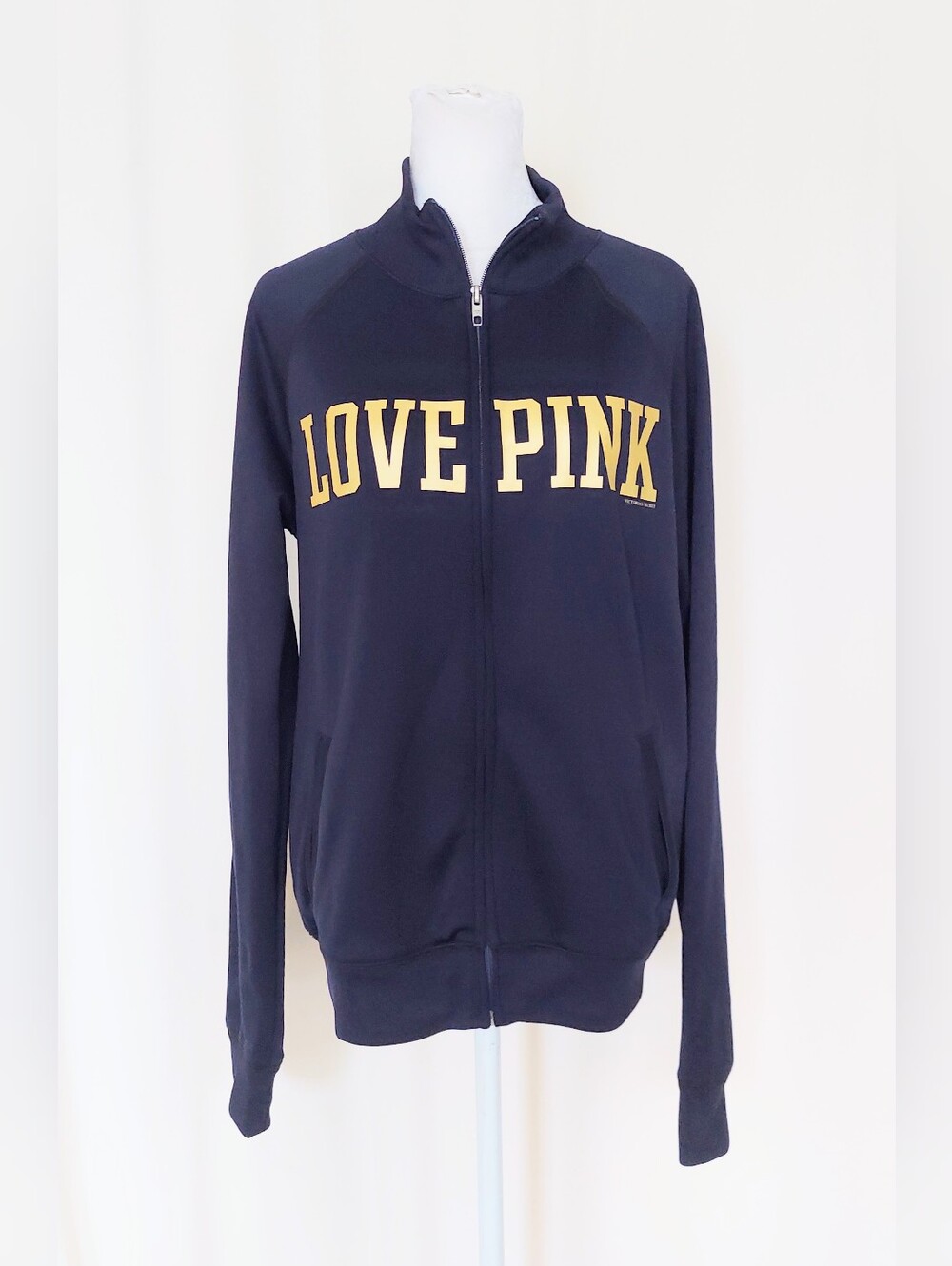 Victoria's Secret PINK Varsity Jacket Women Medium Blue Panthers Logo Full Zip